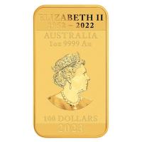 Australien 100 AUD Drachen Barren 2023 1 Oz Gold Rckseite