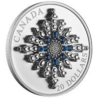 Kanada - 20 CAD Kostbare Kronjuwelen: Saphir Jubilums Schneeflockenbrosche (1.) - 1 Oz Silber PP Ultra High Relief