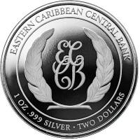 St. Kitts 2 Dollar EC8_6 Muschelschale (Conch Shell) 2023 1 Oz Silber Color Rckseite