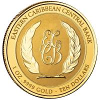 St. Kitts - 10 Dollar EC8_6 Muschelschale (Conch Shell) 2023 - 1 Oz Gold Color (nur 100 Stck !!!)