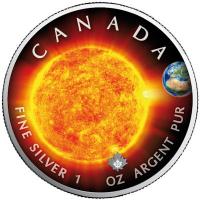 Kanada 5 CAD Maple Leaf Sonnensystem (1.) Sonne 1 Oz Silber Color