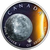 Kanada 5 CAD Maple Leaf Sonnensystem (2.) Merkur 1 Oz Silber Color