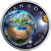 Kanada 5 CAD Maple Leaf Sonnensystem (4.) Erde 1 Oz Silber Color