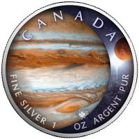 Kanada 5 CAD Maple Leaf Sonnensystem (6.) Jupiter 1 Oz Silber Color