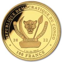 Kongo - 100 Francs Worlds Wildlife Der Br 2022 - 1 Oz Gold