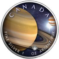 Kanada 5 CAD Maple Leaf Sonnensystem (7.) Saturn 1 Oz Silber Color