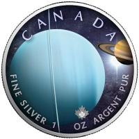 Kanada 5 CAD Maple Leaf Sonnensystem (8.) Uranus 1 Oz Silber Color