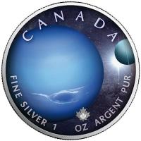 Kanada 5 CAD Maple Leaf Sonnensystem (9.) Neptun 1 Oz Silber Color