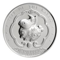 Bhutan 1000 Nu Lunar Jahr des Hasen 2023 5 Oz Silber PP HR