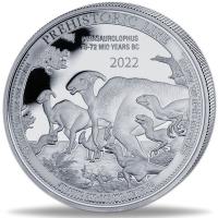 Kongo 20 Francs Prhistorisches Leben (9.) Parasaurolophus 1 Oz Silber