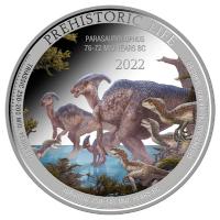 Kongo 20 Francs Prhistorisches Leben (9.) Parasaurolophus 1 Oz Silber Color