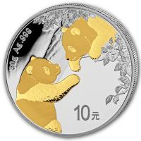 China 10 Yuan Panda 2023 30g Silber Gilded