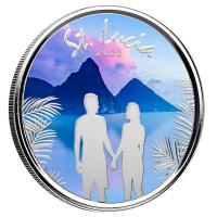 St. Lucia 2 Dollar EC8_5 Paar (Couple) PP 2022 1 Oz Silber Color
