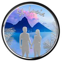St. Lucia 2 Dollar EC8_5 Paar (Couple) PP 2022 1 Oz Silber Color Rckseite