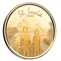 St. Lucia 10 Dollar EC8_5 Paar (Couple) 2022 1 Oz Gold Rckseite