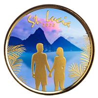 St. Lucia 10 Dollar EC8_5 Paar (Couple) PP 2022 1 Oz Gold Color