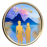 St. Lucia 10 Dollar EC8_5 Paar (Couple) PP 2022 1 Oz Gold Color Rckseite
