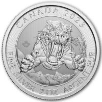 Kanada 10 CAD Ice Age (1.) Sbelzahntiger 2023 2 Oz Silber