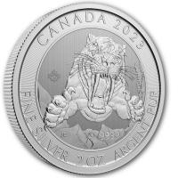 Kanada 10 CAD Ice Age (1.) Sbelzahntiger 2023 2 Oz Silber Rckseite