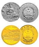 China Mount Wutai (2012) - 2 Oz Silber & 1/4 Oz Gold Set