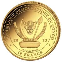 Kongo - 10 Francs Worlds Wildlife Ozean Rochen 2023 - 0,5g Gold