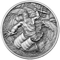 Samoa - 5 Dollar Olympians & Zodiac: Poseidon vs. Fische 2023 - 2 Oz Silber Antik Finish