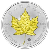 Kanada 5 CAD Maple Leaf 2023 1 Oz Silber Gilded
