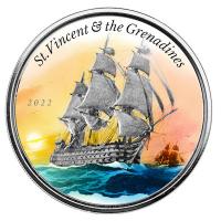 St. Vincent und Grenadinen 2 Dollar EC8_5 War Ship / Kriegsschiff PP 2022 1 Oz Silber Color