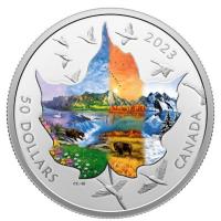 Kanada - 50 CAD Canadian Collage: Four Seasons 2023 - 3 Oz Silber PP Color