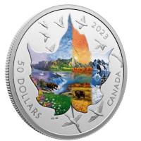Kanada - 50 CAD Canadian Collage: Four Seasons 2023 - 3 Oz Silber PP Color