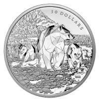 Kanada 30 CAD Multifacetten Tiere: Grizzly Bears 2023 2 Oz Silber PP