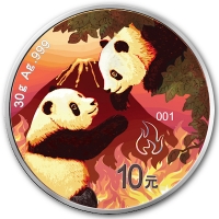 China 10 Yuan Panda Four Elements: Feuer (Fire) 2023 30g Silber Color 