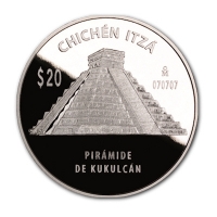 Mexiko - Chichen Itza - Piramide de Kukulcan - 5 Oz Silber PP