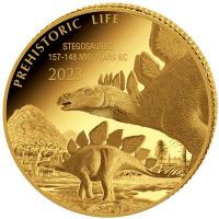 Kongo 100 Francs Prhistorisches Leben (12.) Stegosaurus 0,5g Gold PP
