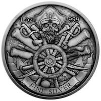 USA Piraten: Tote Mnner reden nicht  (Dead Men Tell No Tales) 1 Oz Silber Color (nur 100 Stck !!!) Zertifikat Nr.3 Rckseite