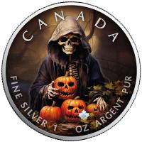 Kanada 5 CAD Maple Halloween (2.) Lachendes Skelett 2023 1 Oz Silber Color
