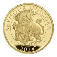 Grobritannien 25 GBP Tudor Beasts (5.) The Seymour Unicorn / Einhorn 2024 1/4 Oz Gold PP