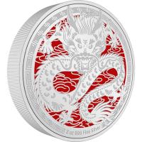 Niue 10 NZD Lunar Jahr des Drachen 2024 3 Oz Silber PP Color