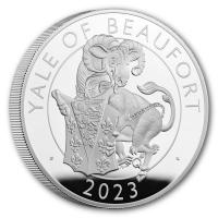 Grobritannien 10 GBP Tudor Beasts (3.) Yale of Beaufort 2023 5 Oz Silber PP