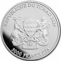 Tschad 5000 Francs Stygian Owl 2024 1 Oz Silber Rckseite
