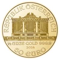 sterreich 50 EURO Philharmoniker 2024 1/2 Oz Gold Rckseite