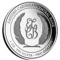 St. Lucia 2 Dollar EC8_6 Wappen (Coat of Arms)  2023 1 Oz Silber Rckseite