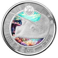 Cayman Islands - 1 Dollar Cayman Sea Life: Stachelrochen (Stingray) 2023 - 1 Oz Silber Color