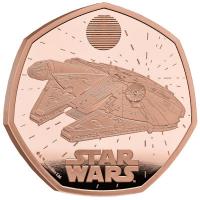 Grobritannien - 50 Pence Star Wars(TM) Millennium Falcon 2024 - 1/2 Oz Gold PP 