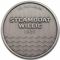 USA Steamboat Willie 1 Oz Silber Antik Finish Rckseite