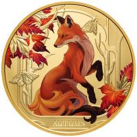 Niue 100 NZD Jahreszeiten: Autumn Fox (1.) 2024 1 Oz Gold PP Color