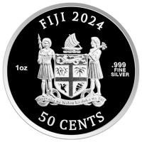 Fiji 50 Cent Mona Lisa x Van Gogh COLOR 2024 1 Oz Silber Color Rckseite