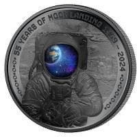 Barbados - 5 Dollar 55 Jahre Mondlandung 2024 - 1 Oz Silber Black Proof