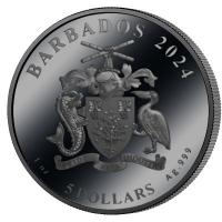 Barbados 5 Dollar 55 Jahre Mondlandung 2024 1 Oz Silber Black Proof Rckseite