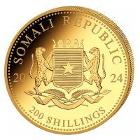 Somalia 200 Shillings Elefant 2024 1/4 Oz Gold Rckseite